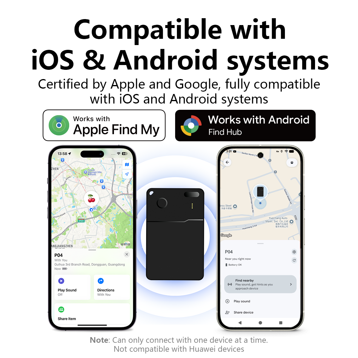 Fine Track Slim Duo Smart Tracker Card - Works with Apple Find My & Android, Wireless Rechargeable Wallet Locator Micflip P28