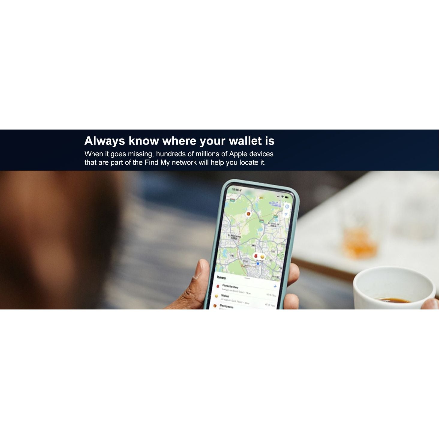 Wallet Tracker Apple MFi Certified Card Tracker for Wallets or Backpacks Up to 30 Months Battery Life IP67 Waterproof Ultra Thin Compatible with Apple Find My