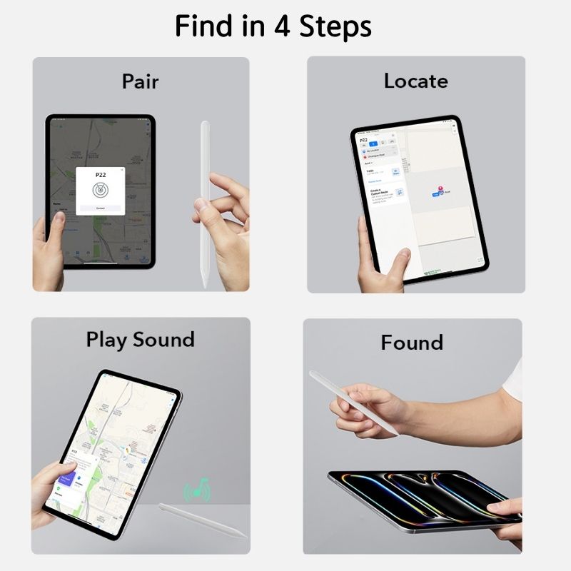Micflip Apple Pencil compatible con iPad 2018-2025 funciona con la aplicación Findmy con sensibilidad a la inclinación para iPad Pro 12.9/11 Air 5/4 Mini 6/5