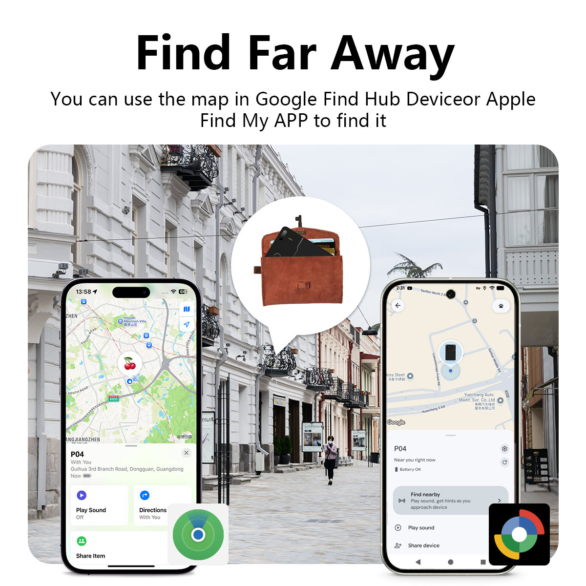 Universal Wireless Charging Wallet Tracker Card | Works with Apple Find My & Android Find Hub Micflip P28