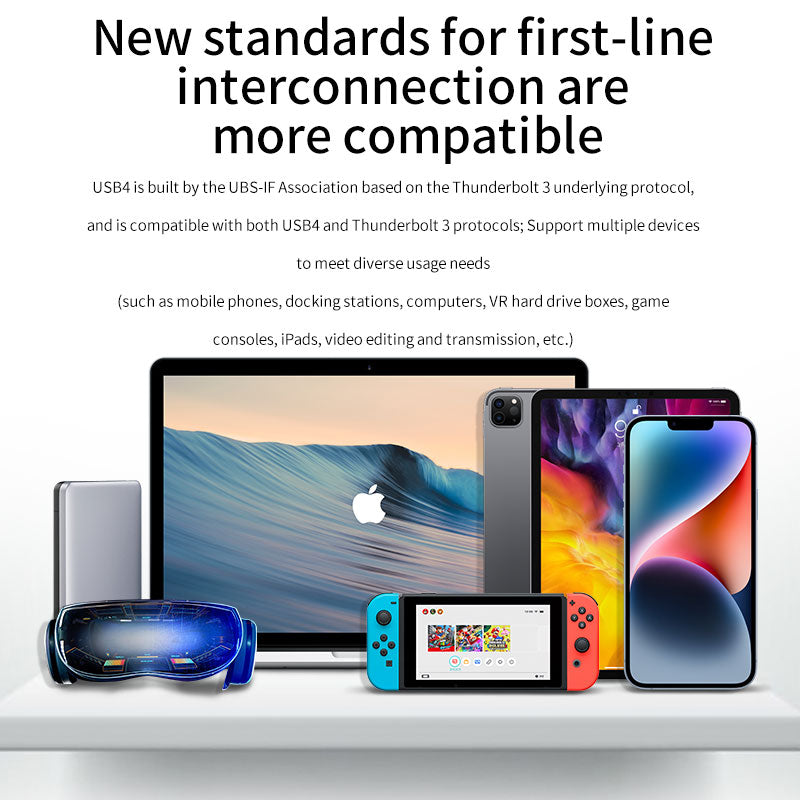 Cable Thunderbolt USB4 tipo C de 40 Gbps, 240 W, carga rápida, 8K, 60 Hz, USB4, Thunderbolt 4, cable de transferencia de datos