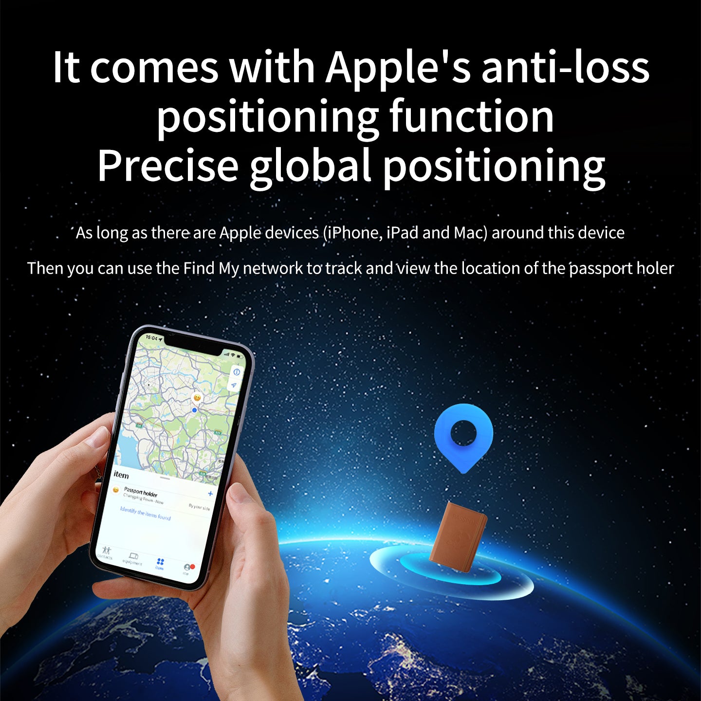 Smart Anti-Loss Travel Passport Holder - Apple Find My Certified, Global Positioning GPS Tracker Wallet