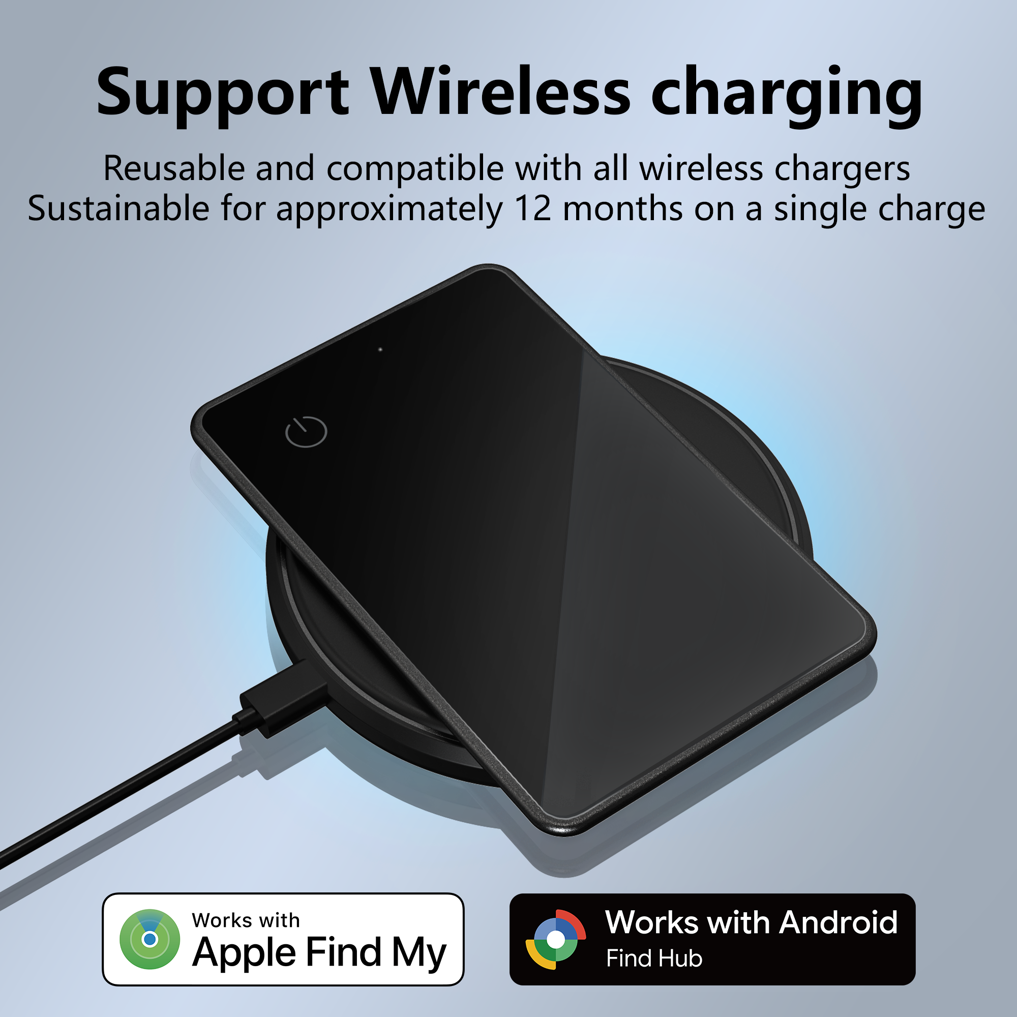 Ultra-Thin 0.08" Rechargeable Wallet Tracker - Glass Design, IP67 Waterproof & Universal