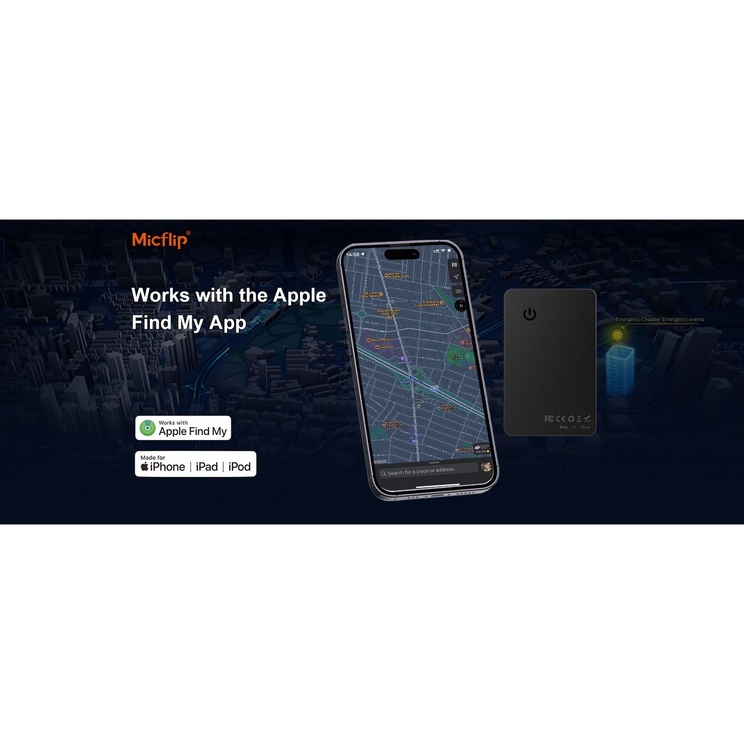 Wallet Tracker Apple MFi Certified Card Tracker for Wallets or Backpacks Up to 30 Months Battery Life IP67 Waterproof Ultra Thin Compatible with Apple Find My