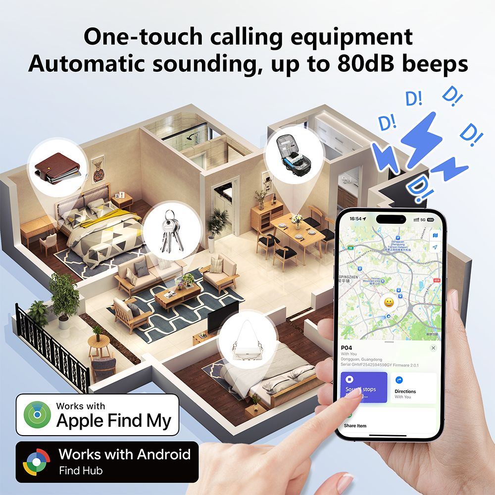 Smart Ultra Thin Wallet Tracker Card for Apple/android Dual System Key Luggage Gps Locator Tag Works with Google Find My Device P04-5