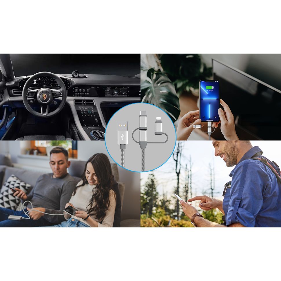 Apple MFi認証 3-in-1 充電ケーブルアダプター