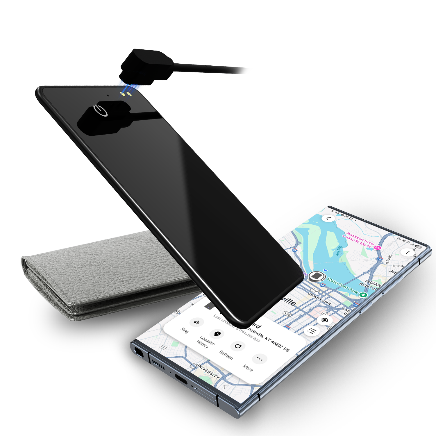 Ultra-Thin 0.08" Rechargeable Wallet Tracker - Glass Design, IP67 Waterproof & Universal