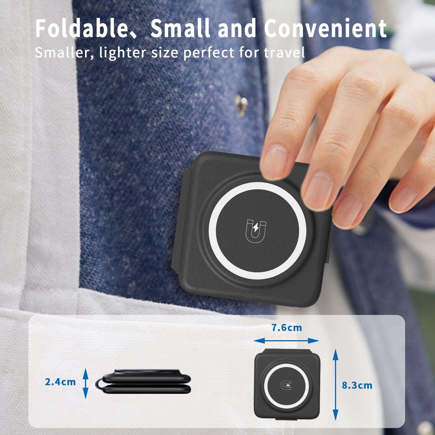 Micflip 3 in 1 Wireless Charging Station,Foldable Portable Charger iphone Magnetic Charging Pad for iPhone 15/14/13/12 Pro Max Plus,Apple Watch,AirPo