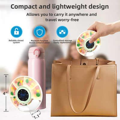 Smart 7-Day Pill Dispenser with Apple Find My Tracking | Electronic Medication Organizer with App Reminder & Alarm Micflip S03