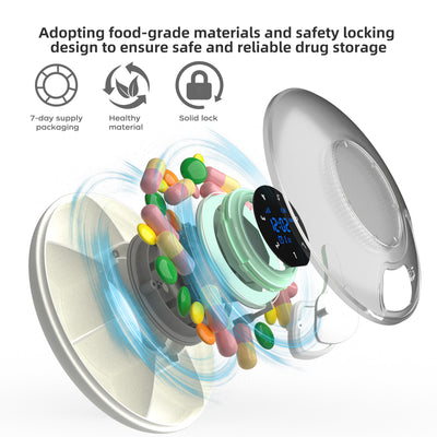 Smart 7-Day Pill Dispenser with Apple Find My Tracking | Electronic Medication Organizer with App Reminder & Alarm Micflip S03