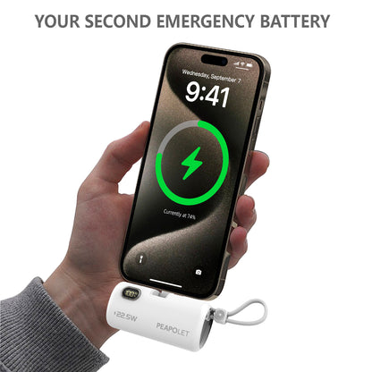 Banco de energía de cápsula Micflip de 5000 mAh: adecuado para interfaces USB-C y Lightning, bajo consumo de energía, solución de carga portátil