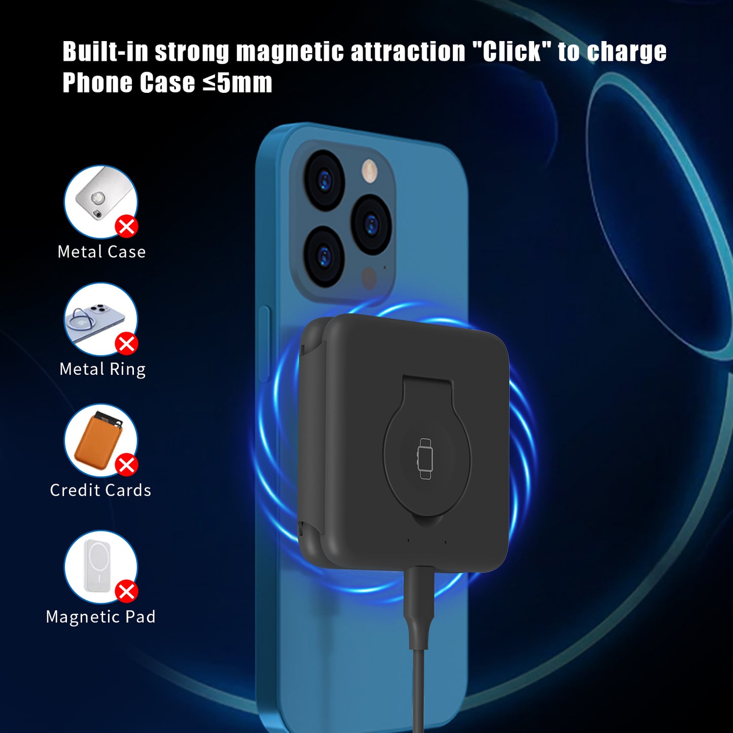 Micflip 3 in 1 Wireless Charging Station,Foldable Portable Charger iphone Magnetic Charging Pad for iPhone 15/14/13/12 Pro Max Plus,Apple Watch,AirPo