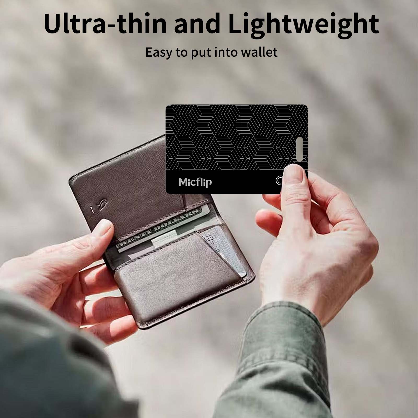 Ultra-Thin Rechargeable Wallet Tracker Card | Works with Apple Find My & Global Positioning Micflip p10