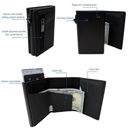 Business Magsafe Wallet Strong Magnetic Card Holder Pop Up Minimalist Wallet Leather Bank Cardholder Case work with Find my APP