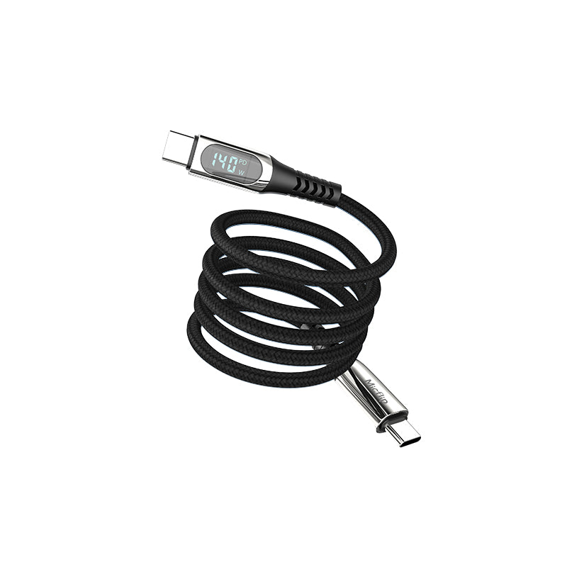 Cable magnético de succión tipo C a tipo C de 140 W, cable trenzado de carga rápida, cable magnético multifunción para teléfono móvil. 