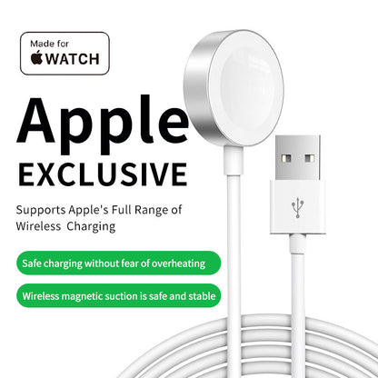 Cargador inalámbrico magnético para iWatch, cable USB portátil, para iWatch Series 1~10 SE Ultra, cable de carga magnético inalámbrico USB-C blanco 