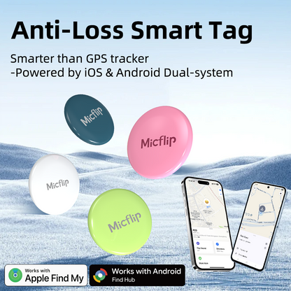 Mini rastreador GPS inteligente para iOS o Android. Etiqueta de seguimiento Bluetooth. Localizador de artículos que funciona con la aplicación Find My de iOS o Find Hub de Google. 