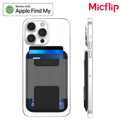 Tarjetero magnético rastreable Micflip, billetera de cuero MagSafe para iPhone 17/16/15/14. Compatible solo con Find My iOS. 