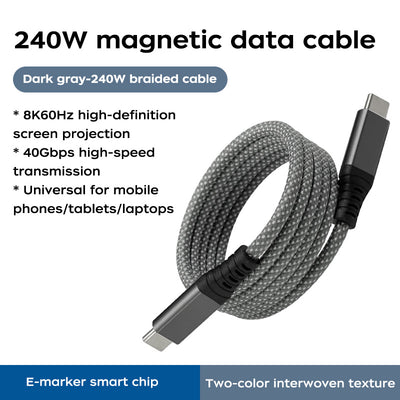 Nanocable de absorción magnética con función completa USB4Gen3 de 240 W y 40 Gbps 