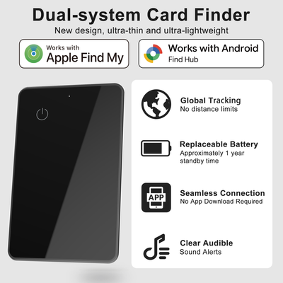 Smart Ultra Thin Wallet Tracker Card for Apple/android Dual System Key Luggage Gps Locator Tag Works with Google Find My Device P04-5