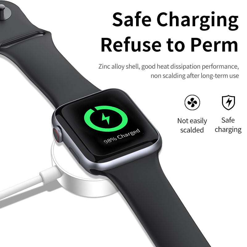 Cargador inalámbrico magnético para iWatch, cable USB portátil, para iWatch Series 1~10 SE Ultra, cable de carga magnético inalámbrico USB-C blanco 