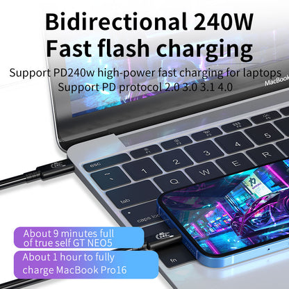 Cable Thunderbolt USB4 tipo C de 40 Gbps, 240 W, carga rápida, 8K, 60 Hz, USB4, Thunderbolt 4, cable de transferencia de datos 