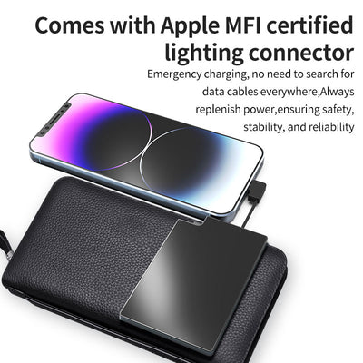 Micflip 2-in-1 Ultra-Slim Wallet Power Bank & Item Finder Apple Find My Certified 1480mAh Emergency Battery with Integrated Lightning Cable