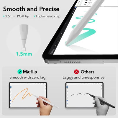 Micflip Apple Pencil compatible with iPad 2018-2026 work with Findmy App with Tilt Sensitivity for iPad Pro 12.9/11 Air 5/4 Mini 6/5
