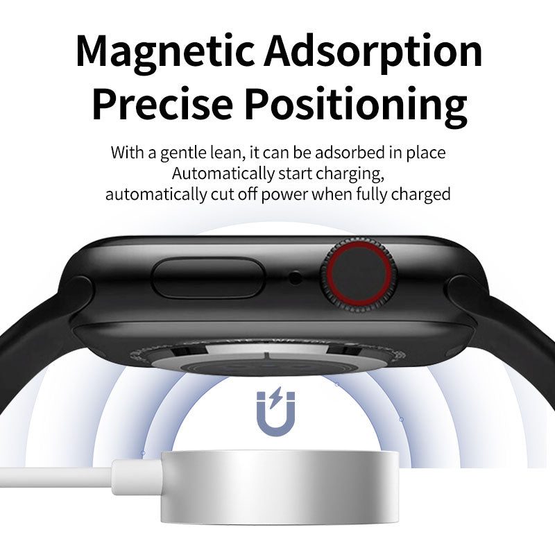 Cargador inalámbrico magnético para iWatch, cable USB portátil, para iWatch Series 1~10 SE Ultra, cable de carga magnético inalámbrico USB-C blanco 