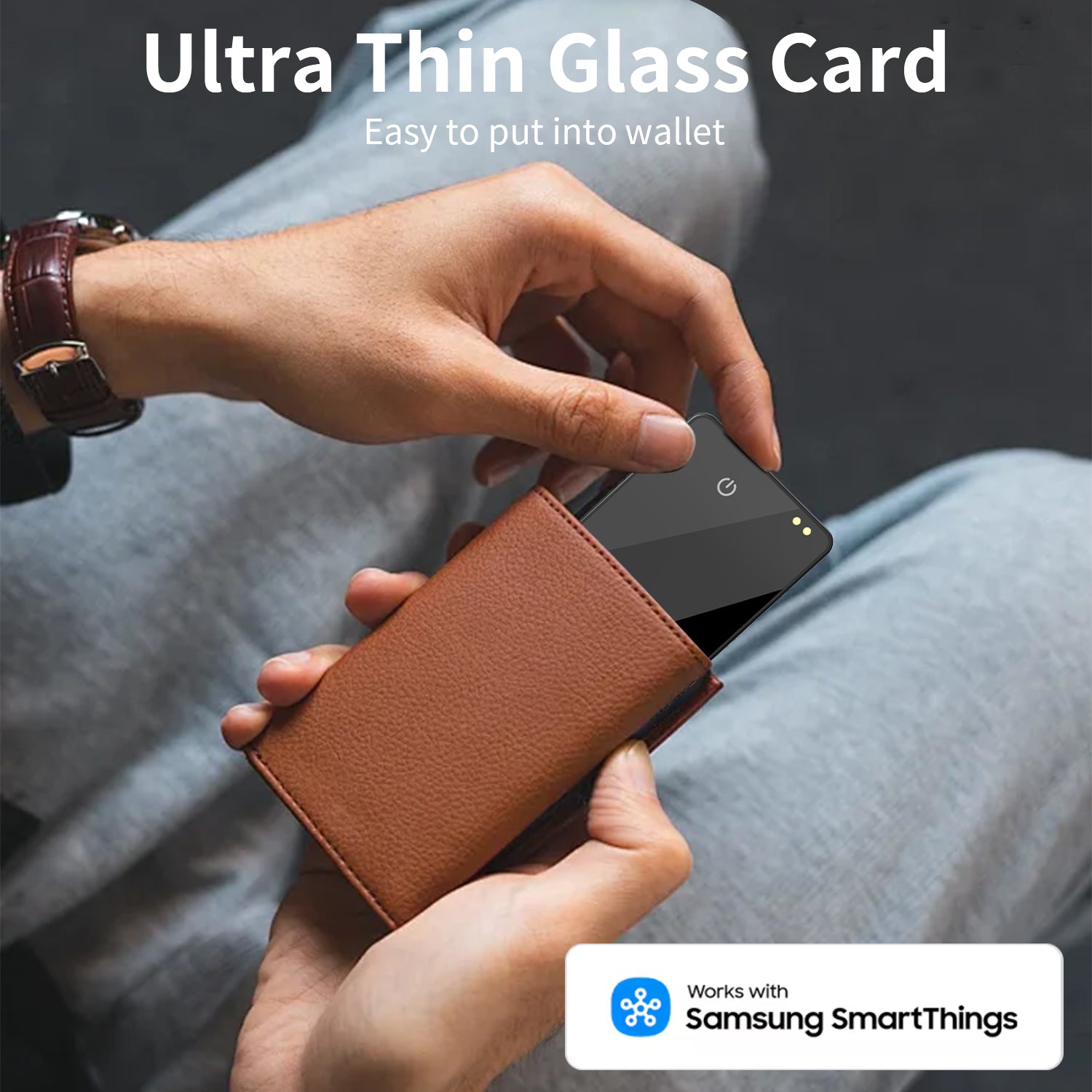 Ultra-Thin 0.08" Rechargeable Wallet Tracker - Glass Design, IP67 Waterproof & Universal