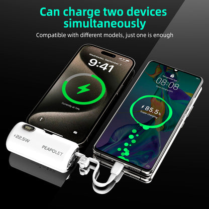 Banco de energía de cápsula Micflip de 5000 mAh: adecuado para interfaces USB-C y Lightning, bajo consumo de energía, solución de carga portátil