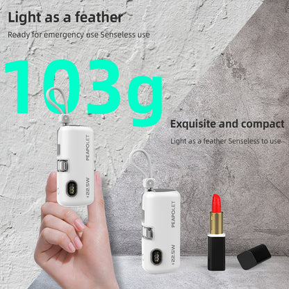 Banco de energía de cápsula Micflip de 5000 mAh: adecuado para interfaces USB-C y Lightning, bajo consumo de energía, solución de carga portátil