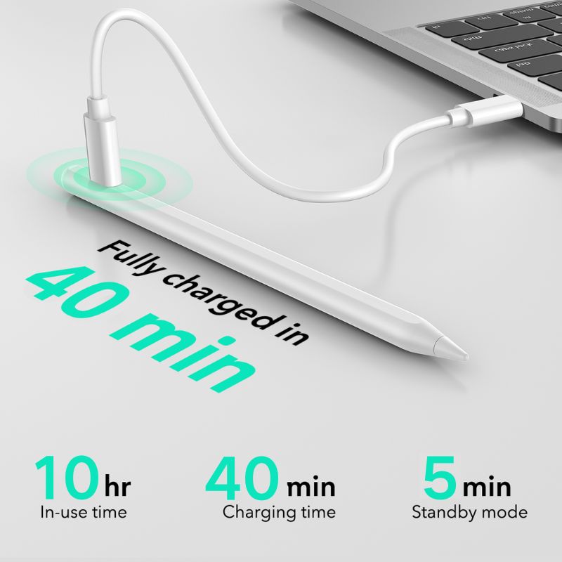 Micflip Apple Pencil compatible con iPad 2018-2025 funciona con la aplicación Findmy con sensibilidad a la inclinación para iPad Pro 12.9/11 Air 5/4 Mini 6/5 