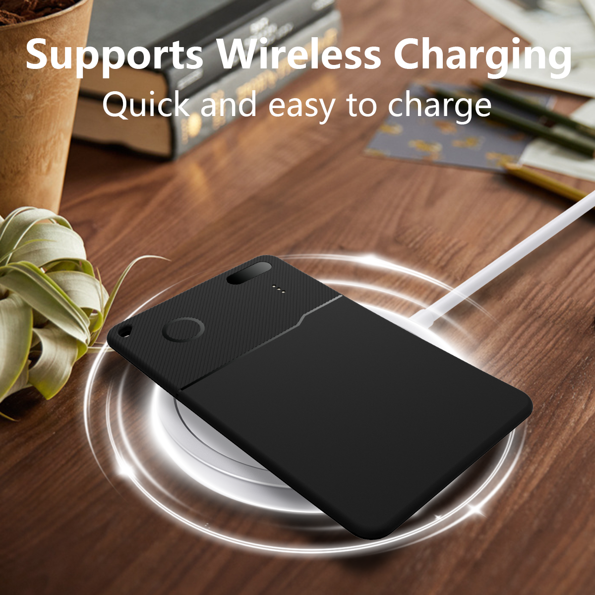 Universal Wireless Charging Wallet Tracker Card | Works with Apple Find My & Android Find Hub Micflip P28