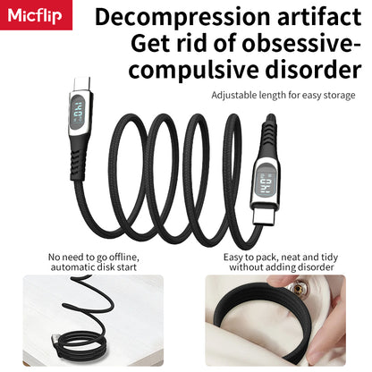 Cable magnético de succión tipo C a tipo C de 140 W, cable trenzado de carga rápida, cable magnético multifunción para teléfono móvil. 