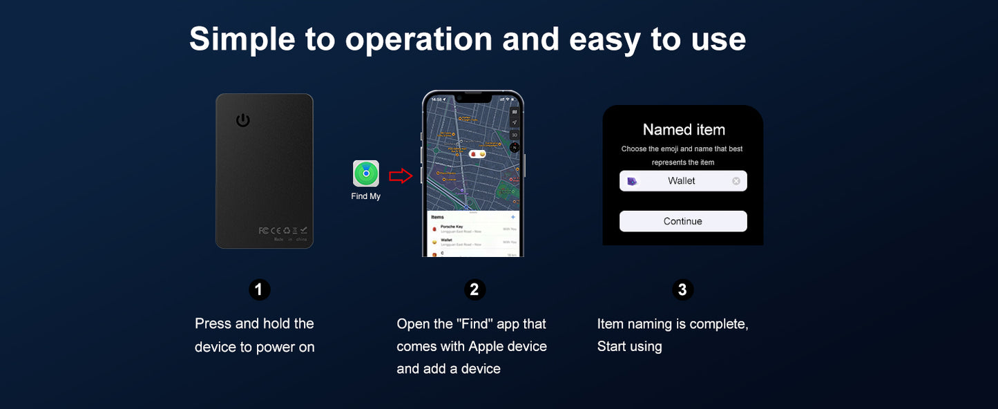 Wallet Tracker Apple MFi Certified Card Tracker for Wallets or Backpacks Up to 30 Months Battery Life IP67 Waterproof Ultra Thin Compatible with Apple Find My
