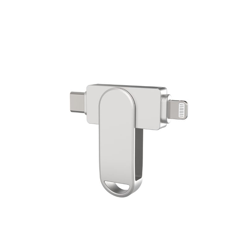 Unidad flash con puertos Lightning/Tipo C/USB A con certificación MFi de Apple: amplíe el almacenamiento de su iPhone/iPad/Android/Harmony OS y haga copias de seguridad de sus archivos de forma segura. 