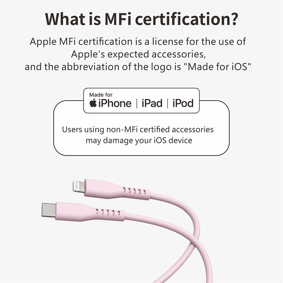 New arrivals mfi certified liquid silicone C-L usb cable fast charging For apple charging cable