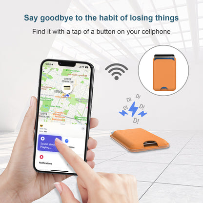 MagSafe Wallet with Apple Find My Support - Magnetic SIM Card Holder for iPhone 17/16/15/14/13/12 Series - Ultra-thin Leather 7-Card Slot Wallet,IP68 Water Resistant,GPS Support