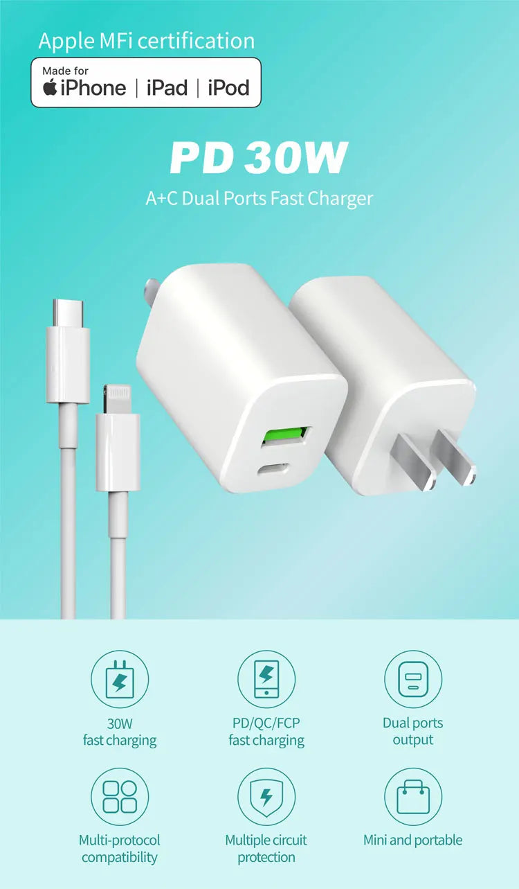 Fast Charge 3.0 USB Charger 30W QC USB Wall Charger US USB-C Power Adapter