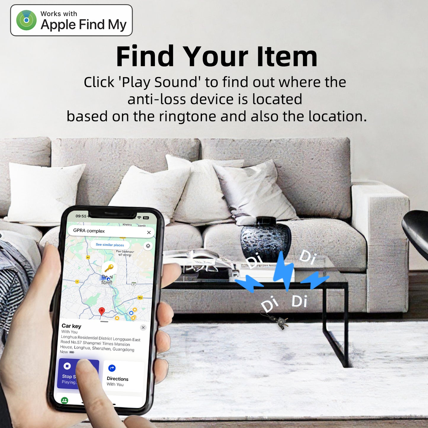 Mini rastreador inteligente Bluetooth, localizador de llaves, billetera, ubicación, carga inalámbrica, SmartTag, localizador de teléfono para Apple Find My (solo iOS)
