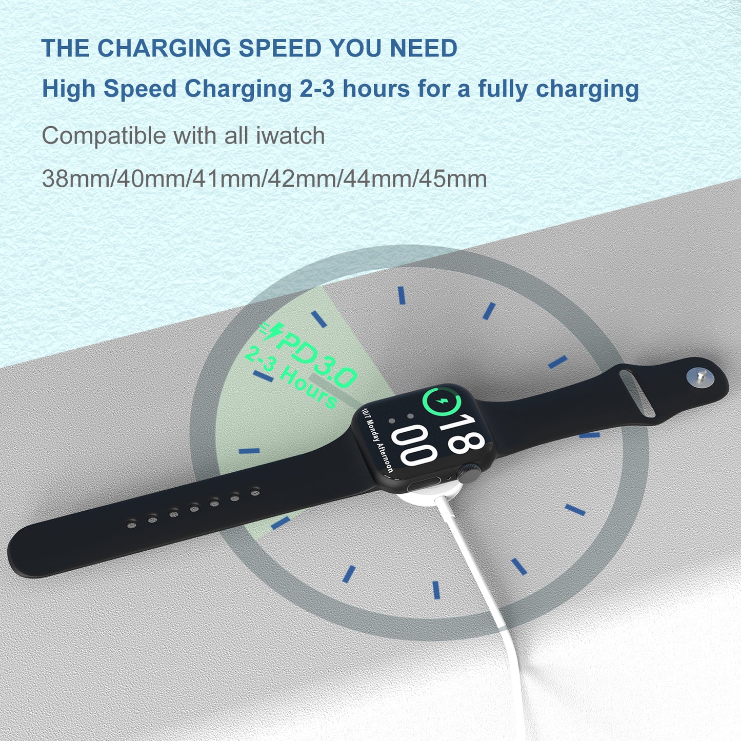 Cargador para Apple Watch blanco con cargador de 30 W para EE. UU. 