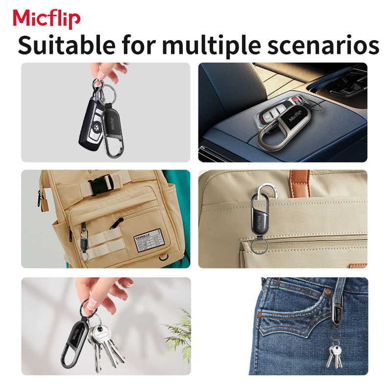 MicFlip Smart Anti-Loss Keychain Tracker -Supports Apple Find My 365-Day Long Battery Life Durable Composite Gold Material P16
