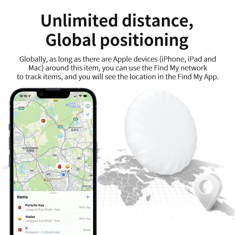 Smart Global Tracker Tag (Works with Apple Find My) | Spiral Edition Key & Wallet Finder | No App Needed Micflip P09