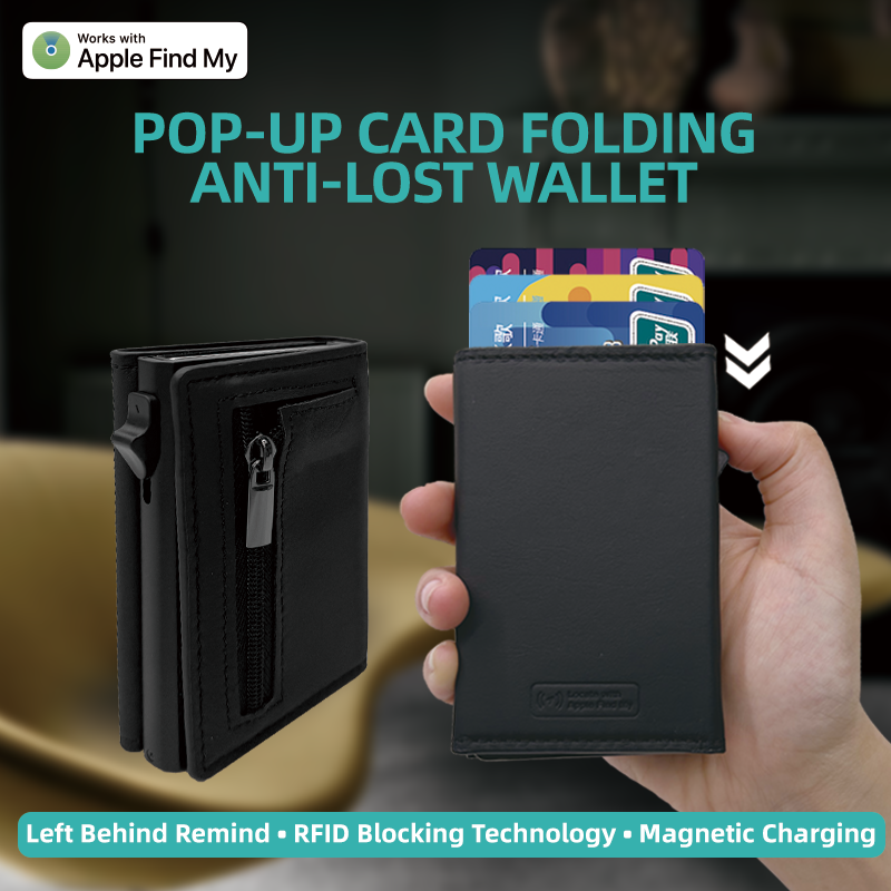 Business Magsafe Wallet Strong Magnetic Card Holder Pop Up Minimalist Wallet Leather Bank Cardholder Case work with Find my APP