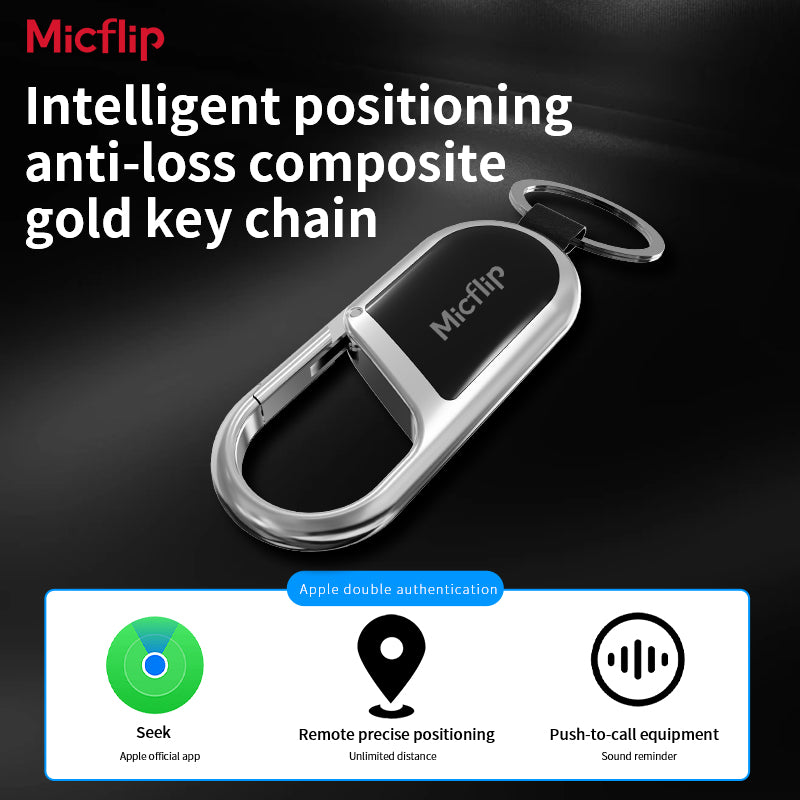 MicFlip Smart Anti-Loss Keychain Tracker -Supports Apple Find My 365-Day Long Battery Life Durable Composite Gold Material