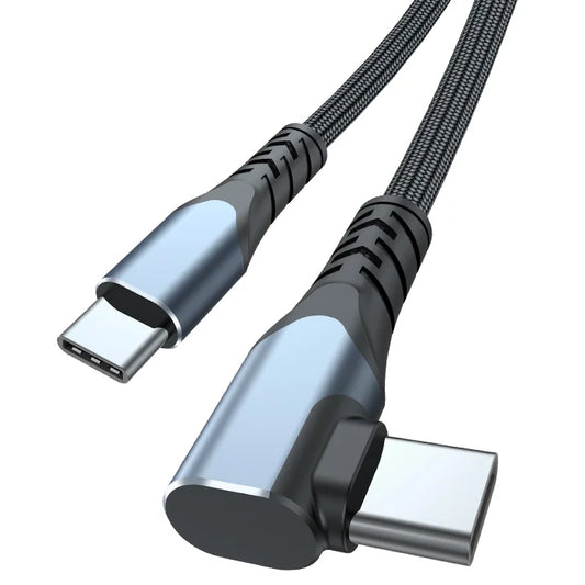 Cable de datos PD100W con codo y puerto C dual, cable de carga rápida de 5 A 